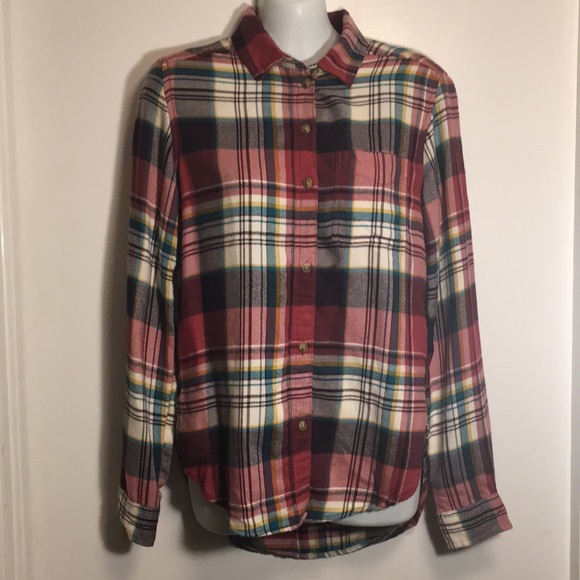 American Eagle Boyfriend plaid flannel XS 🦅 - Picture 1 of 8
